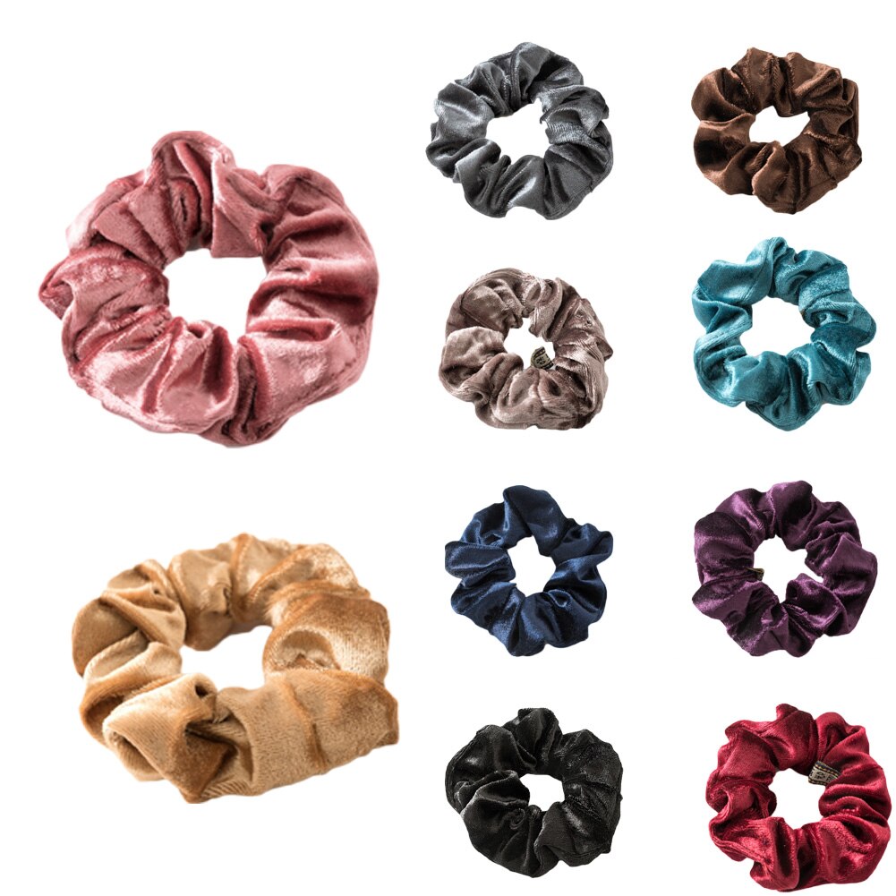 1Pc Women Solid Color Lady Hair Scrunchies Ring Elastic Hair Bands Pure Color Bobble Sport Dance Velvet Soft Hair Accessories