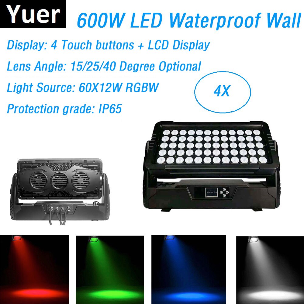 4Pcs Outdoor Wall Washer Lights 60X12W RGBW 4IN1 DMX Bar DMX Washer Wall Stage Effect Lights IP65 For Stage Dj Xmas Holiday Show