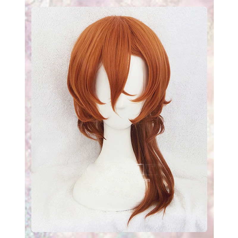 High Quality Anime Bungo Stray Dogs Chuya Nakahara Chuuya Cosplay Wig Heat Resistant Synthetic Hair Wigs + Wig Cap