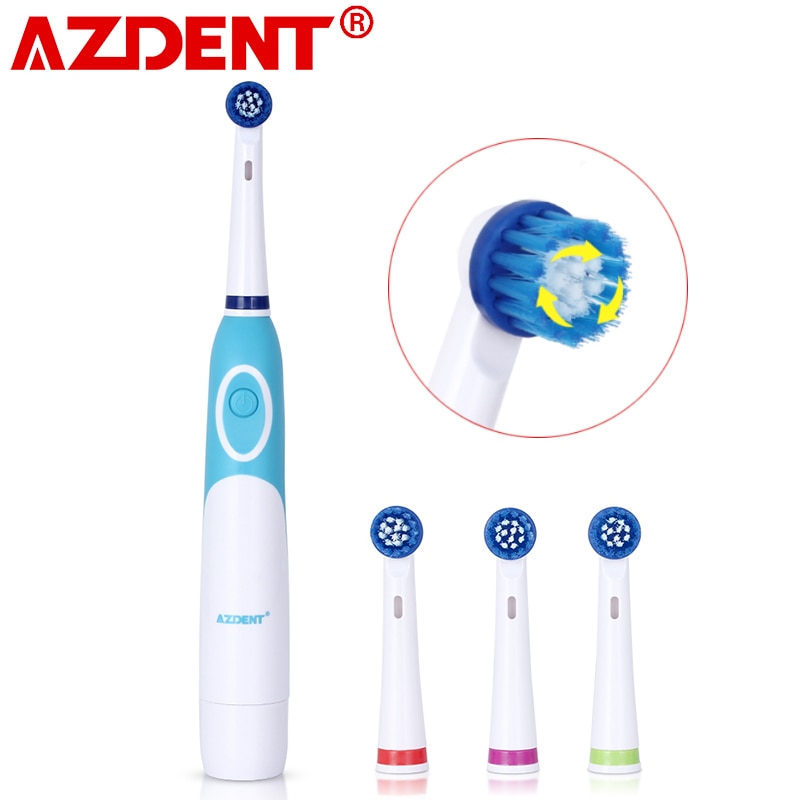 AZ-OC2 Rotating Electric Toothbrush for Adults with 4 Replacement Rotary Head Battery Power No Rechargeable Oral Tooth Whitening