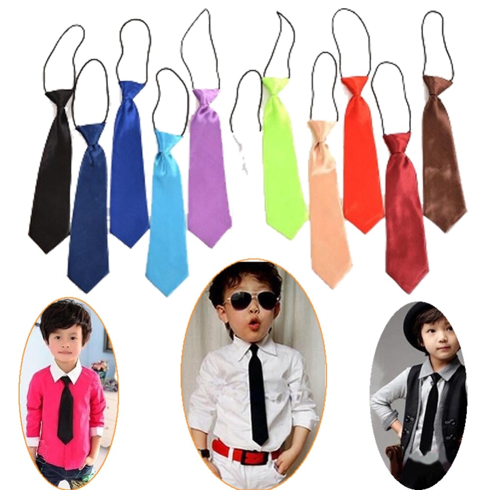 2018 Boy Tie Kids Baby School Boy Wedding Necktie Neck Tie Elastic Solid Colour Stain Wholesale