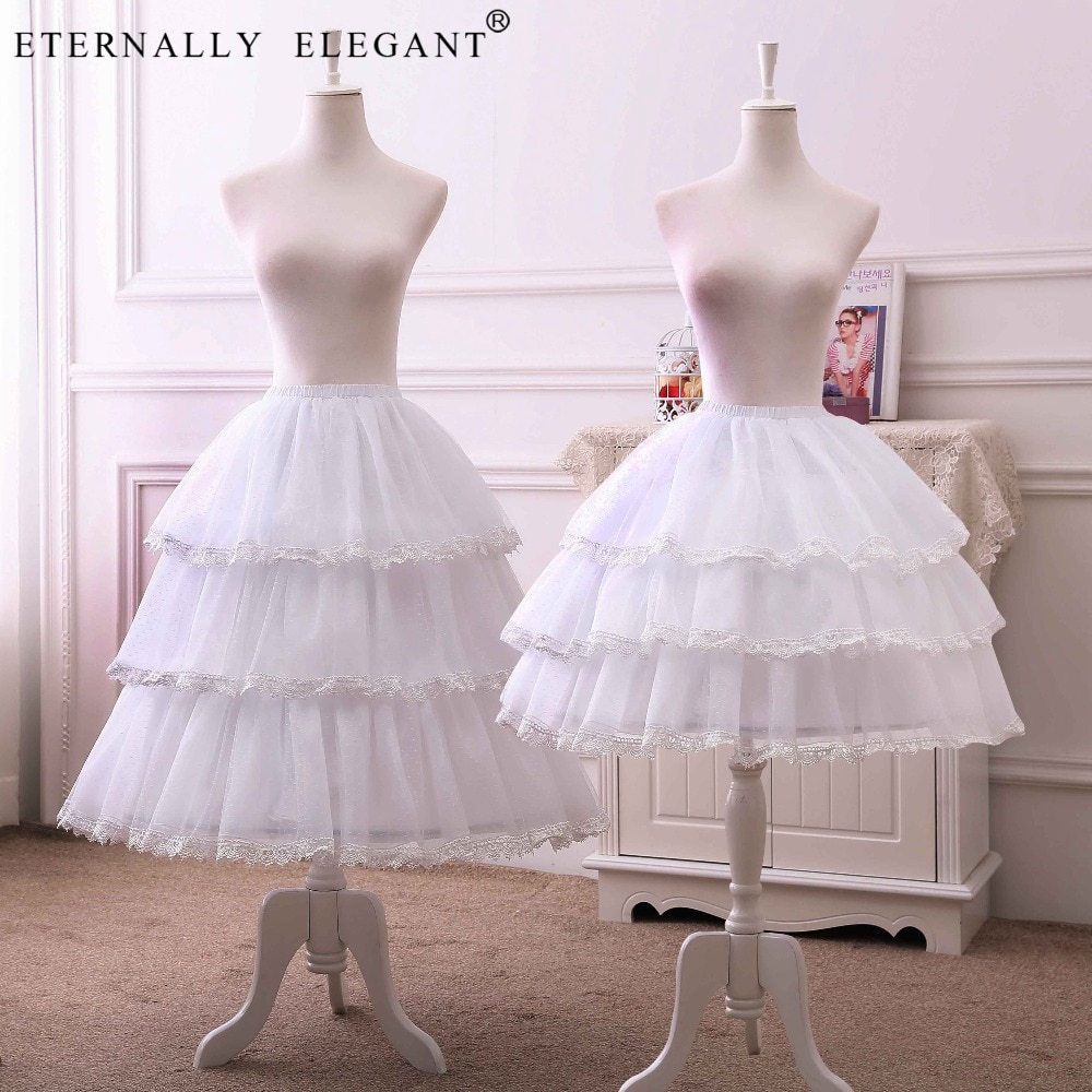 Short 50cm 68cm lolita Cosplay underskirt rockabilly crionline ball gown petticoat 3 Layers Hoop Ruffle A Line Woman