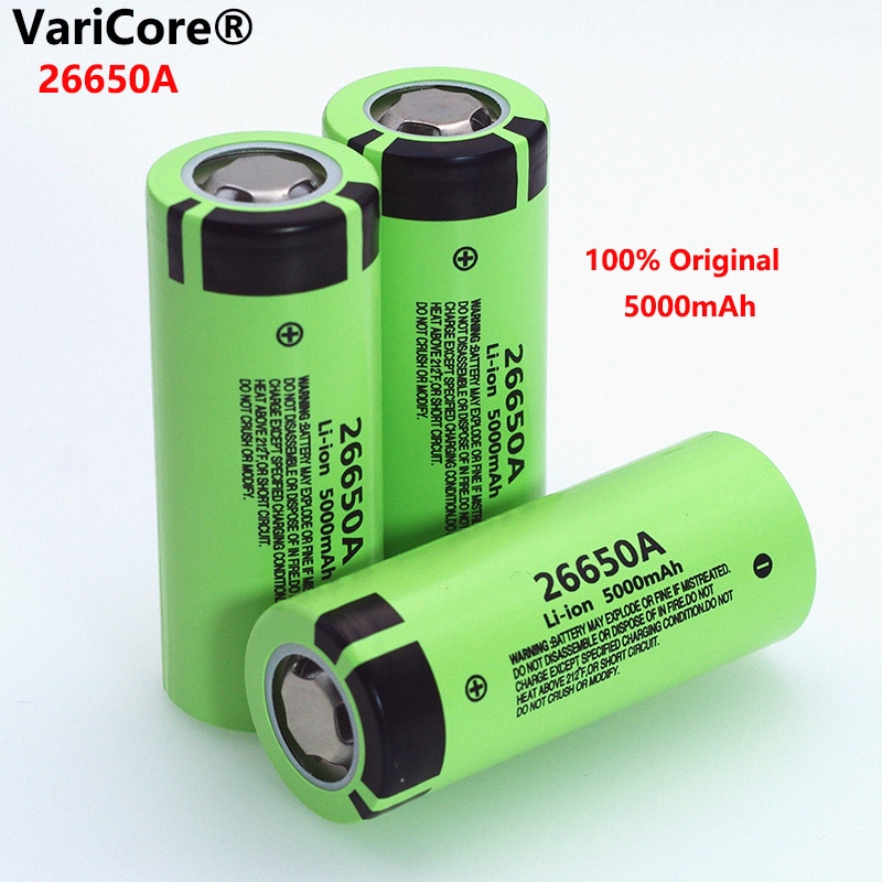 VariCore 26650A Li-ion Battery 3.7V 5000mA Rechargeable batteries Discharger 20A Power battery for flashlight E-tools battery