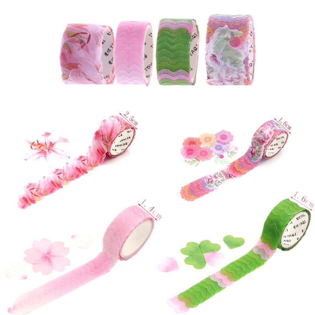 200Pcs/Roll Decora Diy Scrapbooking Sticker Label Stationery Masking Washi Tape Cute Plants Flowers Decorative Adhesive Tape
