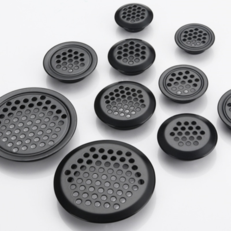 10pcs/lot Wardrobe Cabinet Mesh Hole Black/Silver Air Vent Louver Ventilation Cover Stainless Steel Black color