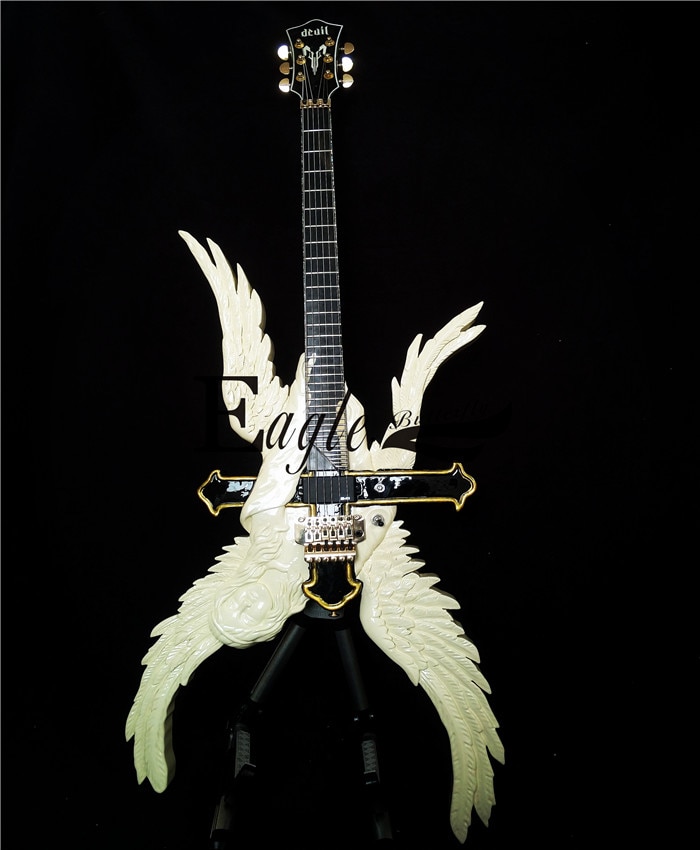 Eagle. Butterfly, Electric Guitar Electric Bass Custom Shop,Alien Carved Electric Guitar White Christian Angel Goddess Customize