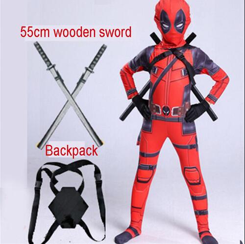 2019 costume for kids child boys Spandex Suit Party Halloween Cosplay Costume With Swords Gloves