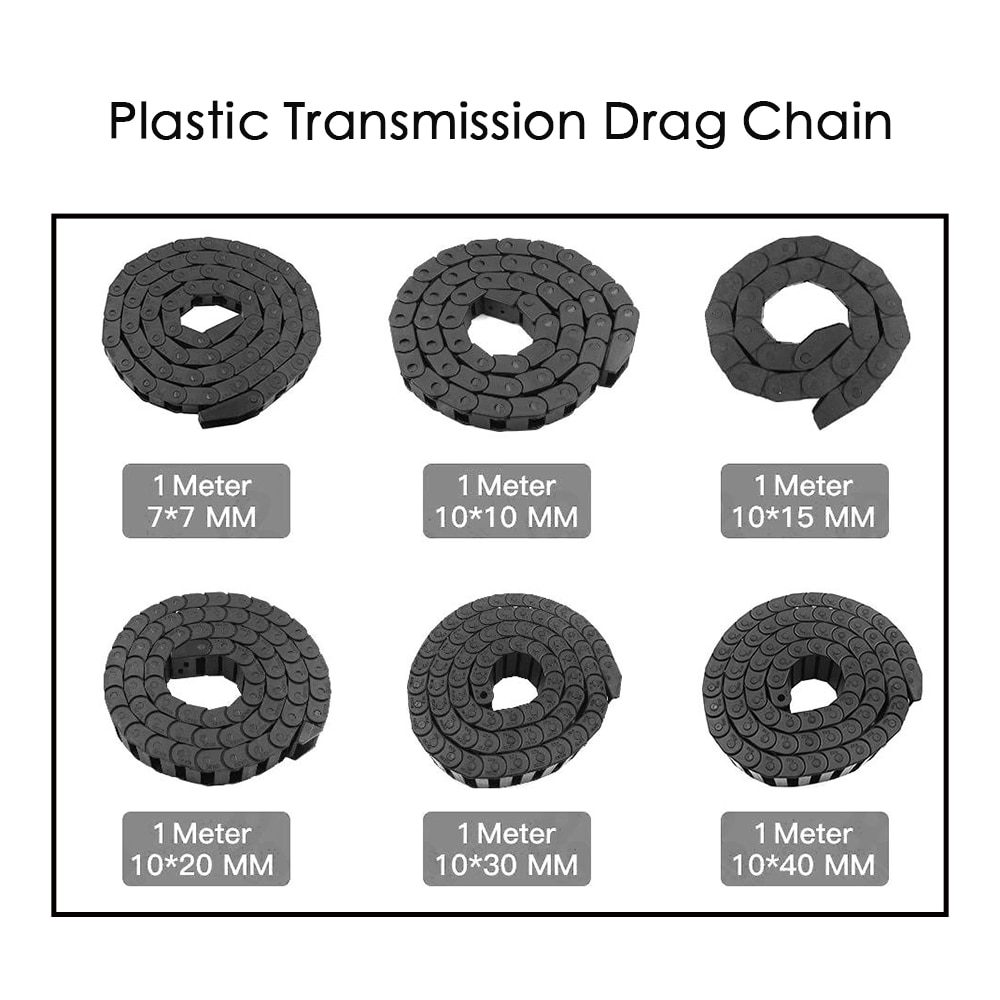 1Meter Plastic Transmission Drag Chain cnc kit mechanic Chain Wire Carrier end connectors for cnc parts & Router Machine Tool