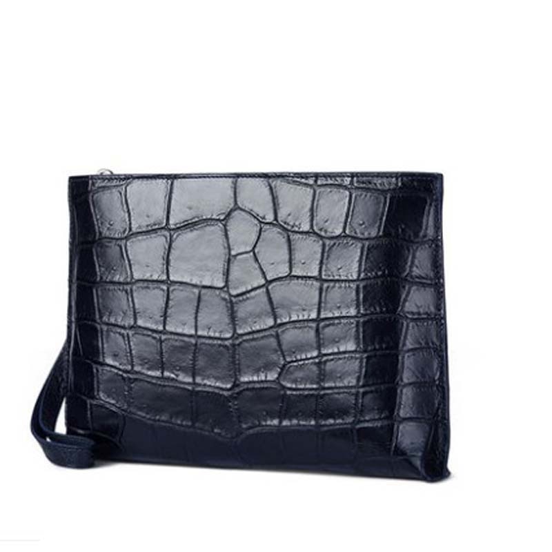 gete new Import crocodile wrist bag business men's bag large capacity multi-card 30 years bay crocodile skin men clutch bag