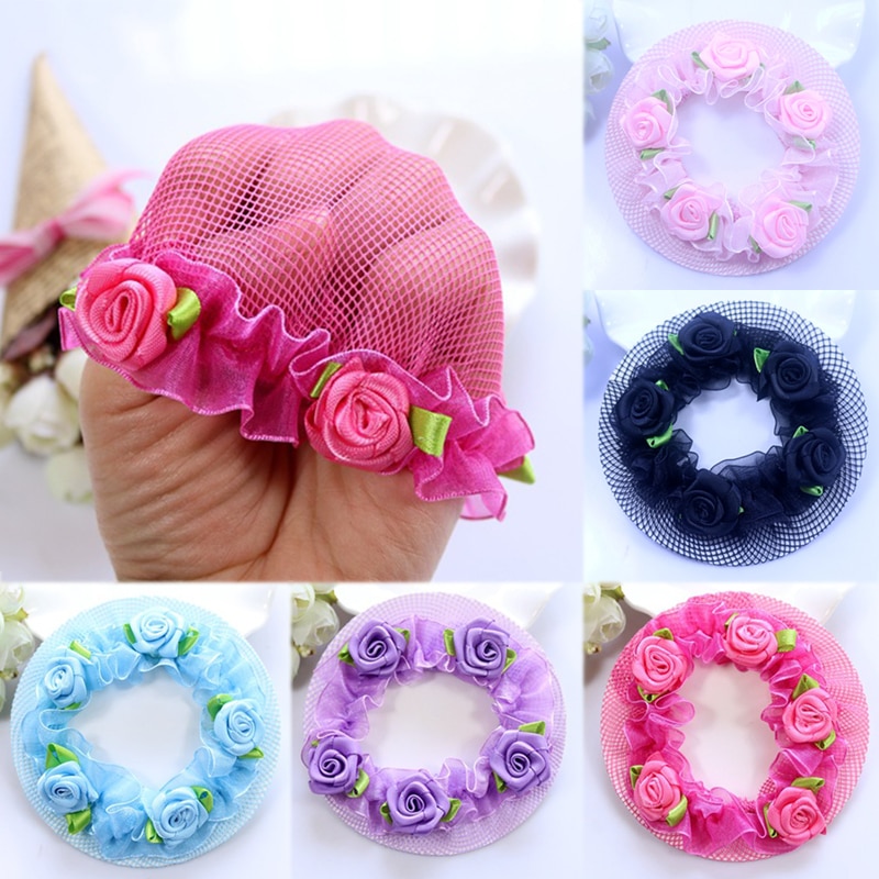 Cute Flower Girls 1PC Bun Hair Nets Adjustable Kids 5 Colors Ballet Dance Grade Examination Elastic Hair-net Hot Sale