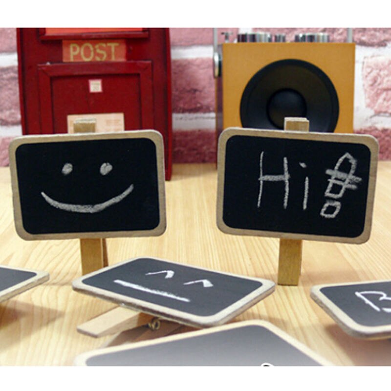 1pc Wooden Mini Kawaii Blackboard Chalkboards Clips Holder for Paper Decoration Photo Album
