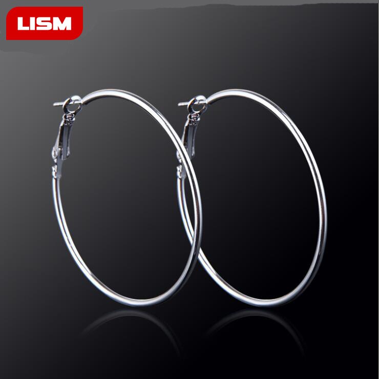 Hot Sales Exaggerated large Earrings Stainless Titanium Steel Round Buckle Hoop Earrings for Women Jewelry Accessories Gift
