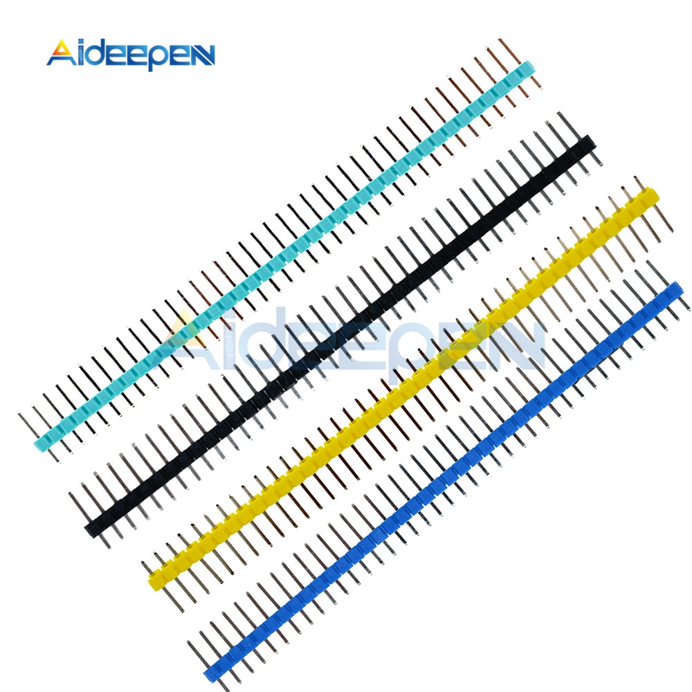 10PCS 40Pin 1x40P Male Breakable Single Row Pin Header Strip Connector 2.54mm Black White Blue Red Green Yellow