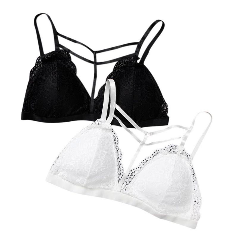 Women Summer Crop Top Padded Tops Lace Spaghetti Strap Solid Camisole Black White Lace Bralette Sexy Tank Top New Arrival