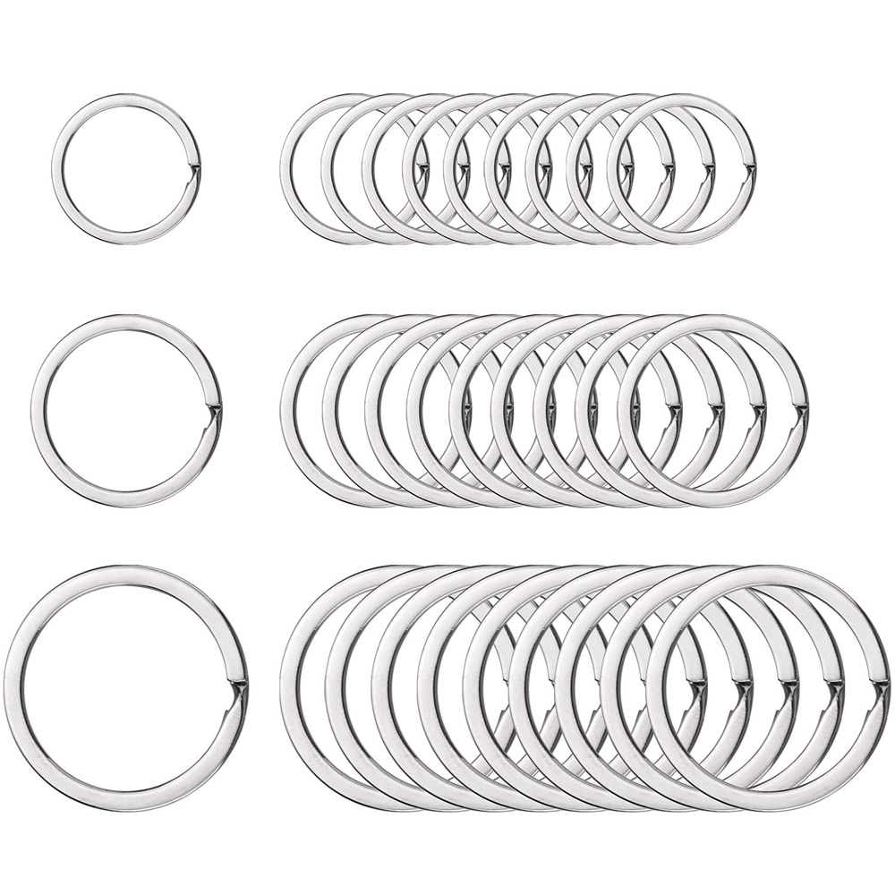 Polished Silver Color 25mm Round Flat Key Chain Rings Metal Split Ring for Home Car Keys Organization Hand Tools Set