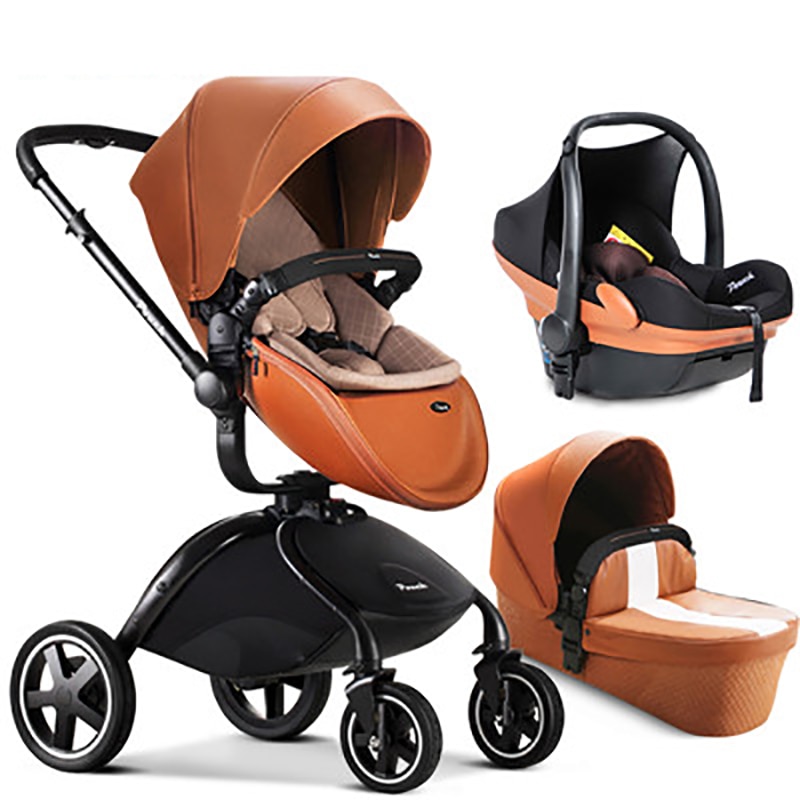 2020 new 67cm high landscape 3in1 stroller Pouch Stroller 2 in 1 car seat baby sleeping newborn luxury baby car leather carriage