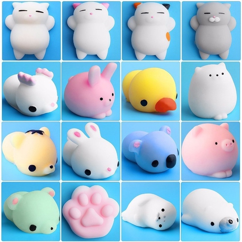 10Pcs/set Mini Animal Toy For Baby Cat Soft Cute Sticky Antistress Ball Squeeze Rising Toy For Children Kids Stress Relief Gift