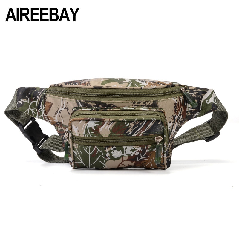 AIREEBAY Tactical Men Waist Pack Bum Bag Pouch Waterproof Military Male Belt Waist Packs Oxford Mobile Phone Wallet Travel Bag