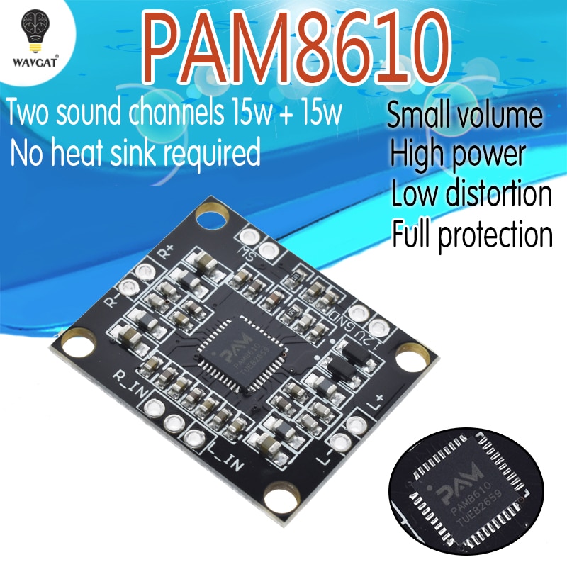 PAM8610 digital power amplifier board 2 x15w dual channel stereo mini class D power amplifier board