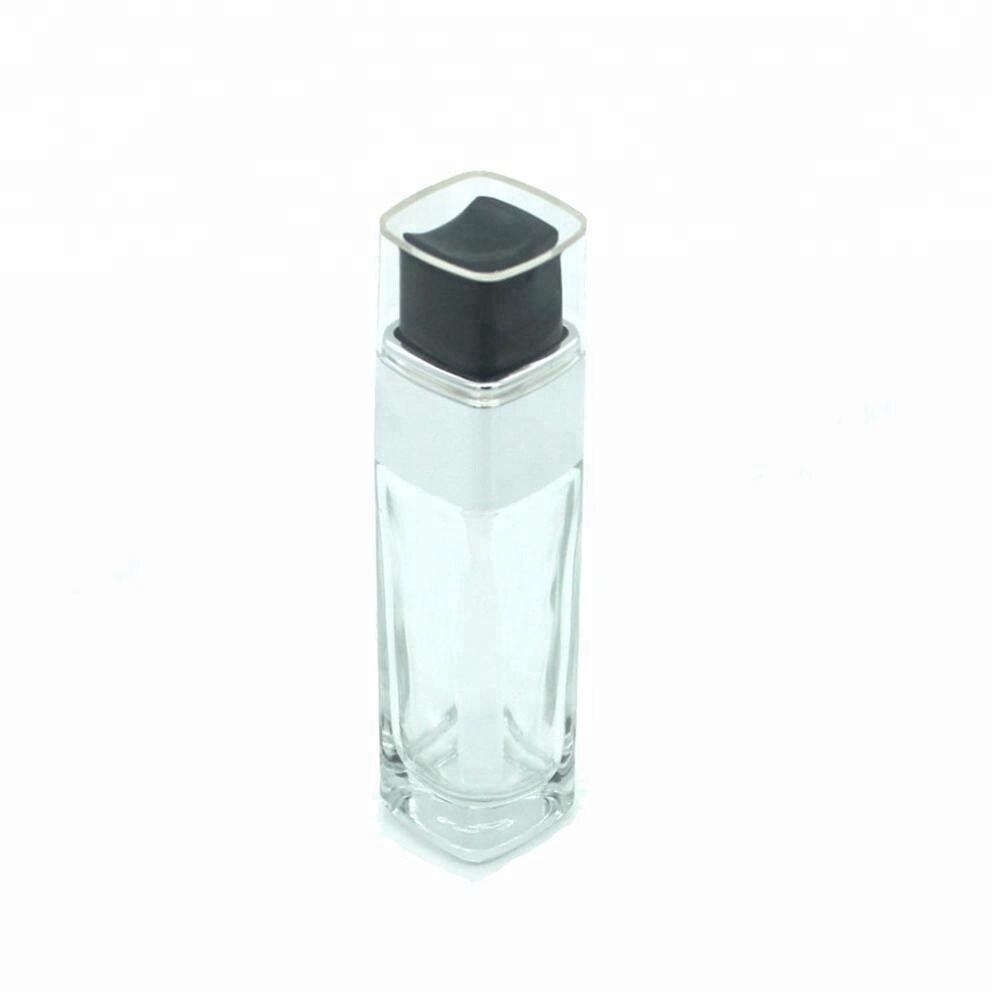 Square Unique Fashion Oil Cosmetic Glass Bottle 30ml Lotion Pump Liquid Foundation Serum Bottle