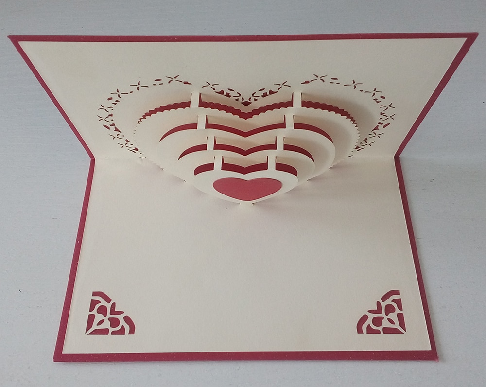 Top Selling On Amazon Heart Shape Love Pop up 3D Valentines Card