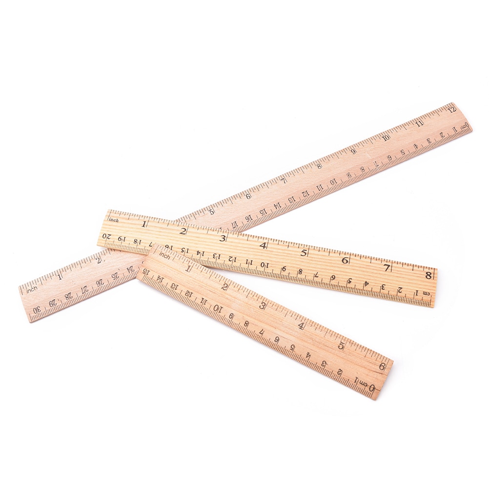 15cm 20cm 30cm Wooden Ruler Metric Rule Precision Double Sided Measuring Tool Learning&office Stationery