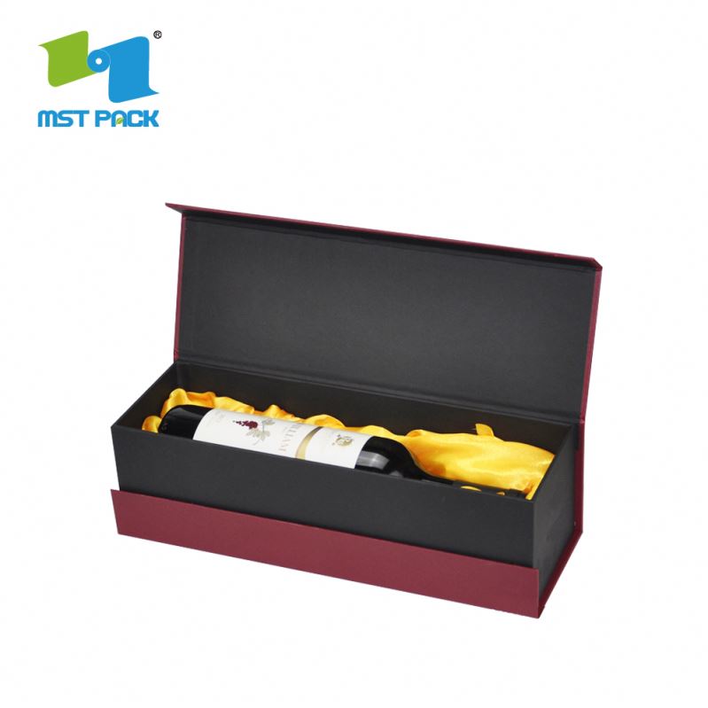 Custom made Cardboard Packaging Magnetic Closure red Foldable Paper wine Boxes