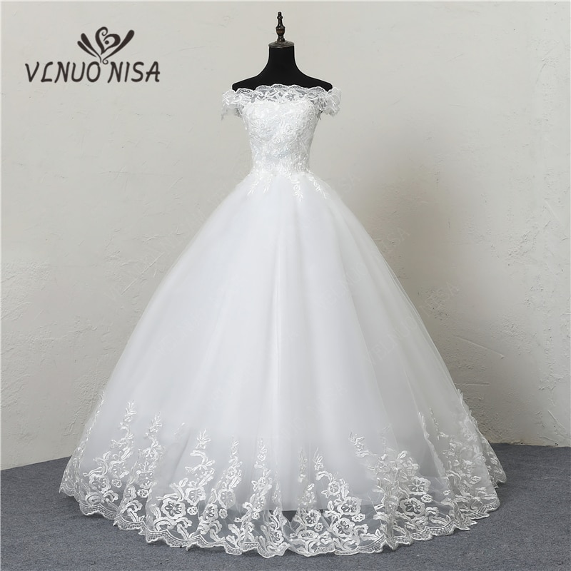 Robe De Mariee Grande Taille New Wedding Dress Lace Boat Neck Off The Shoulder Ball Gown Princess Plus Size Vintage Brides 20