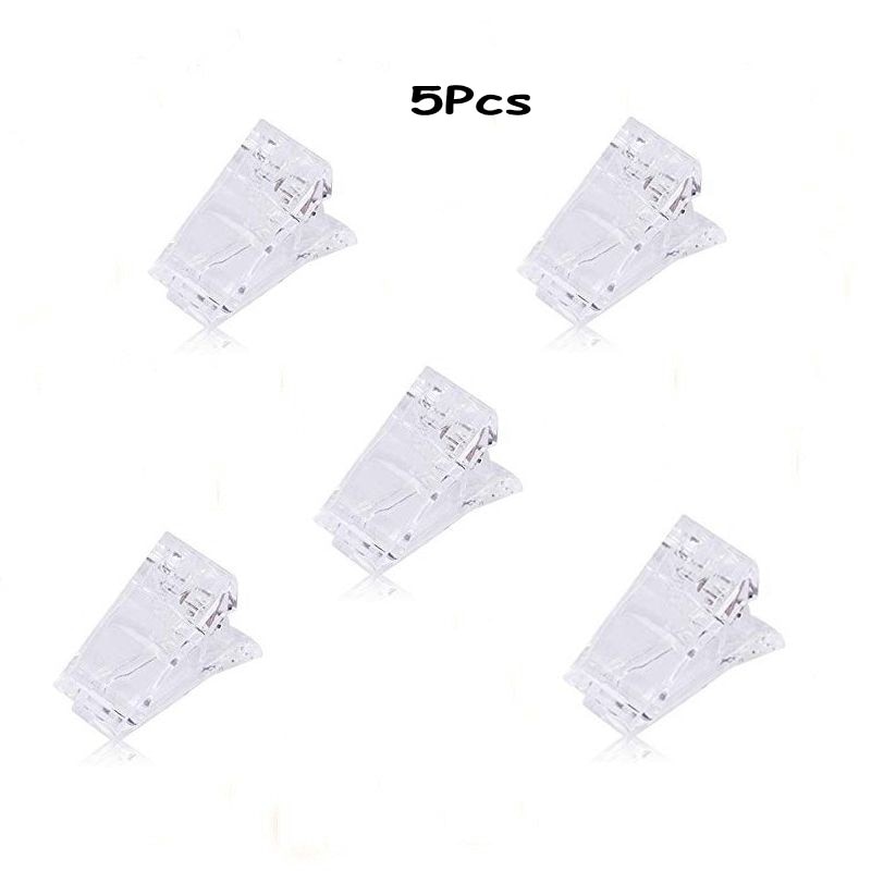 Pack of 5 Nail Tips Clip, Transparent UV gel Quick Building Finger Nail Extension Builder Clamps Manicure Nail Art Tools (5Pcs)