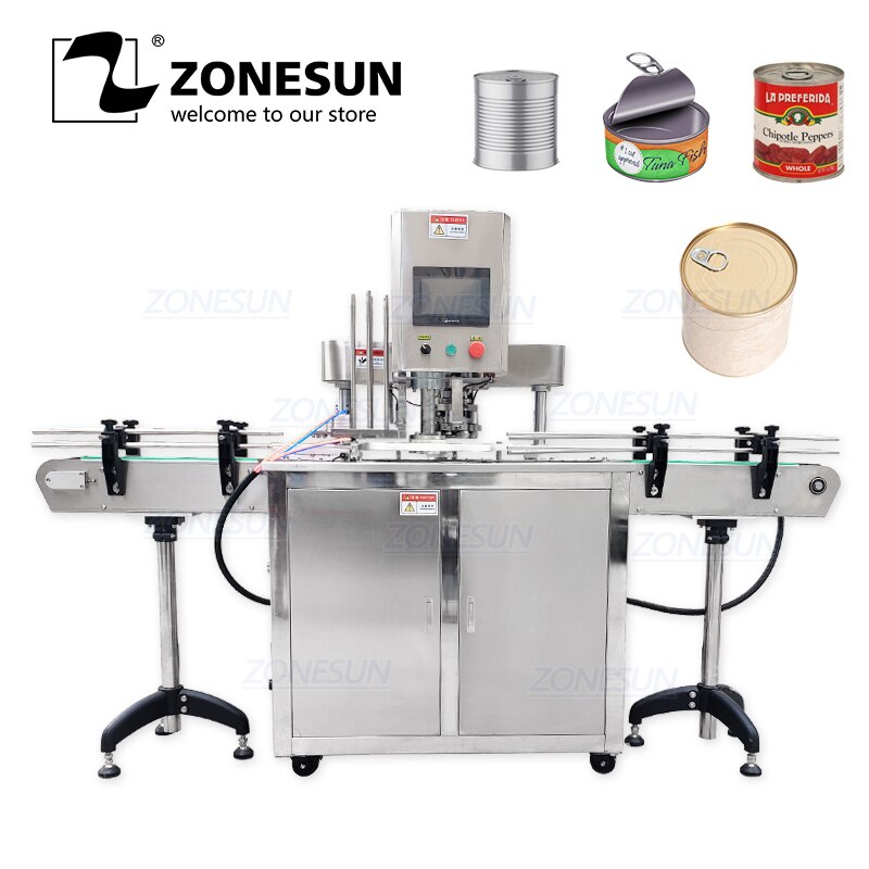 ZONESUN Automatic Round Bottle Canning Machine Fruit Aluminum Tin Cans Screw Plugging Tinplate Cover Sealing Capping Machine