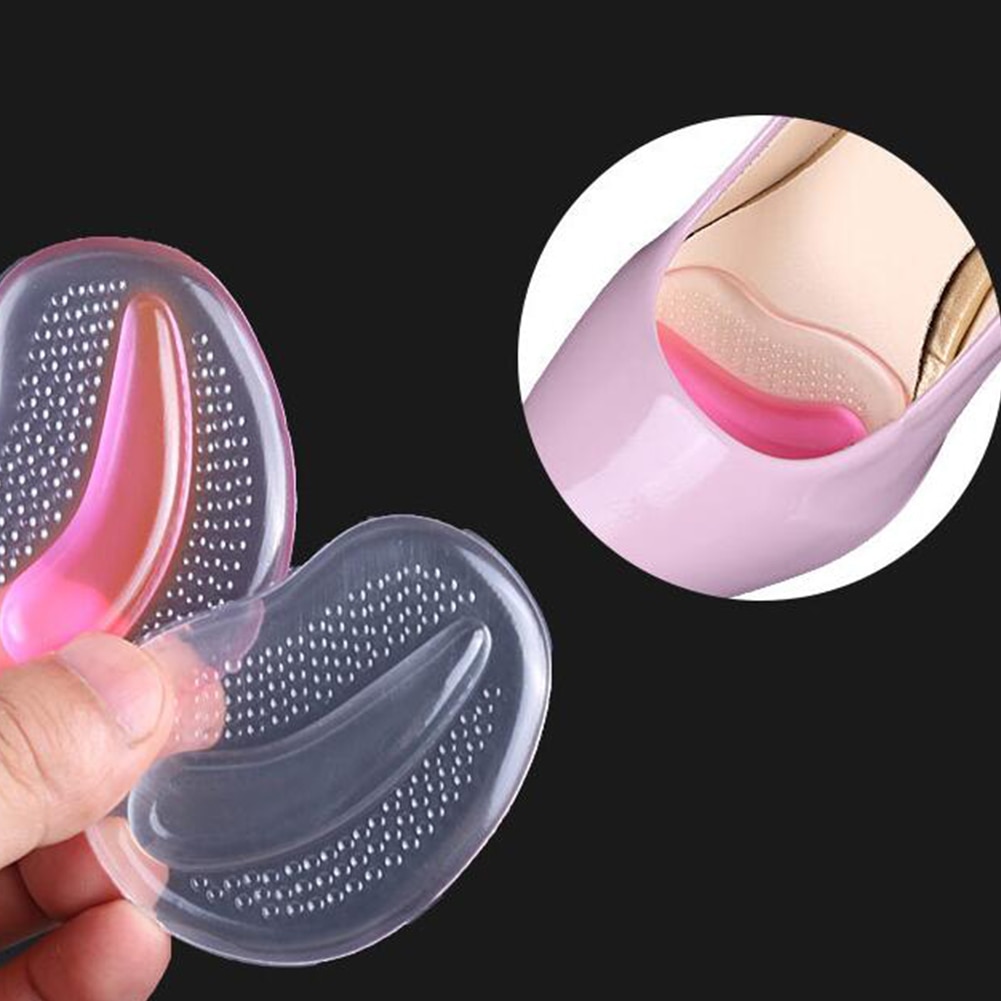 1Pair Insoles Ladies High Heel Shoe Insole Female Half Pad Reduces Friction Pain Silicone Forefoot Pad Anti-skid Foot Care Pads