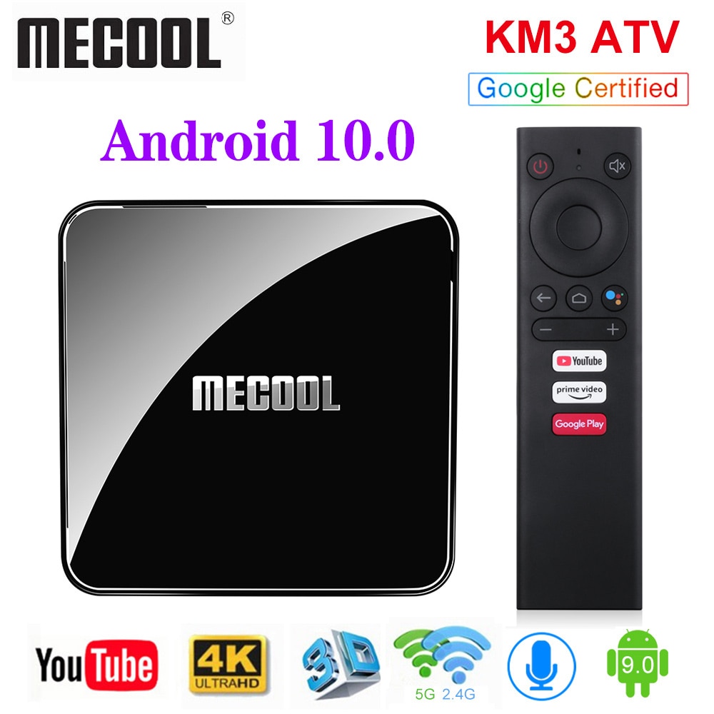MECOOL KM3 ATV Androidtv Google Certified TV Box Android 10 4GB 64GB Android 9.0 KM9 PRO 4GB 32GB 2G 16G Amlogic S905X2 4K Wifi