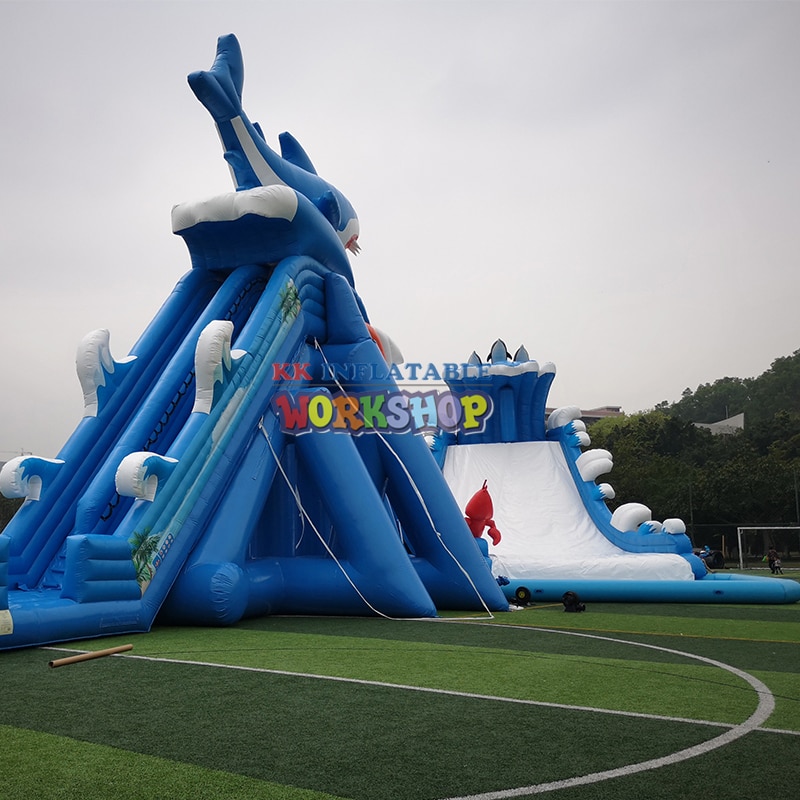 Oman Style Commercial Inflatable Dragon Flying Water Slide Combo Long Water Slide With Landing Pool