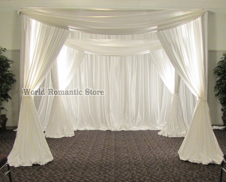 Square wedding pavillion drapes with stainless steel pipe stand,stage decor Wedding Props 3M x 3M x 3M