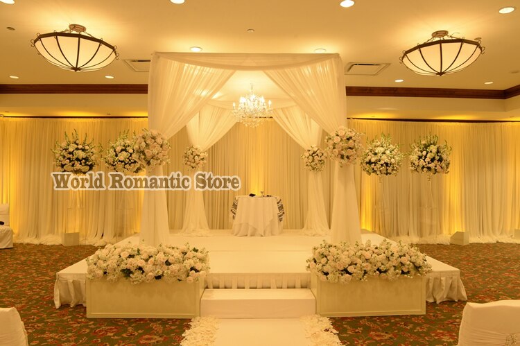 wedding pavillion drapery with stainless steel pipe stand,stage curtain Wedding Props 3M x 3M x 3M