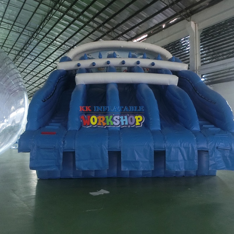 Large inflatable multi-channel water slide, inflatable water park used frame pool water slide