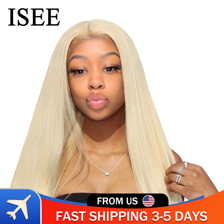 Brazilian Straight 613 Lace Front Wig 150% Density 13x4 ISEE HAIR Straight Honey Blonde Lace Front Human Hair Wigs For Women