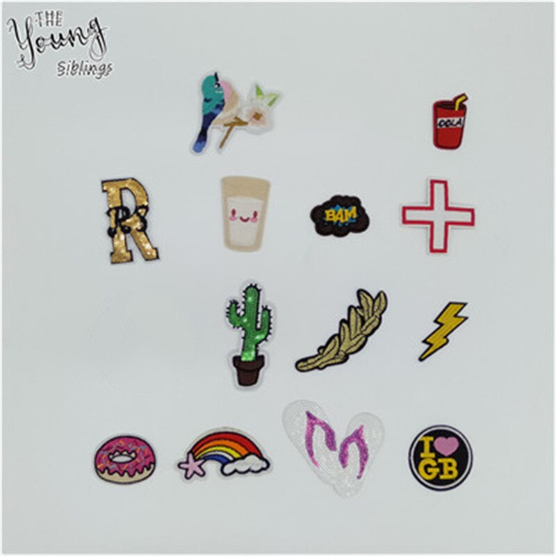 Fashion Kids Pattern hot melt Adhesive Applique Embroidery Patches Stripes DIY Badges Clothing Decorate Accessory C2222-C2251