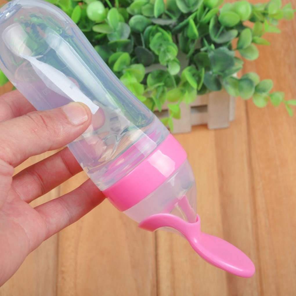 90ml/120ml New Silicone Squeeze Baby Infants Rice Cereal Bottles With Spoon Newborn Toddler Feeder Feeding Bottle