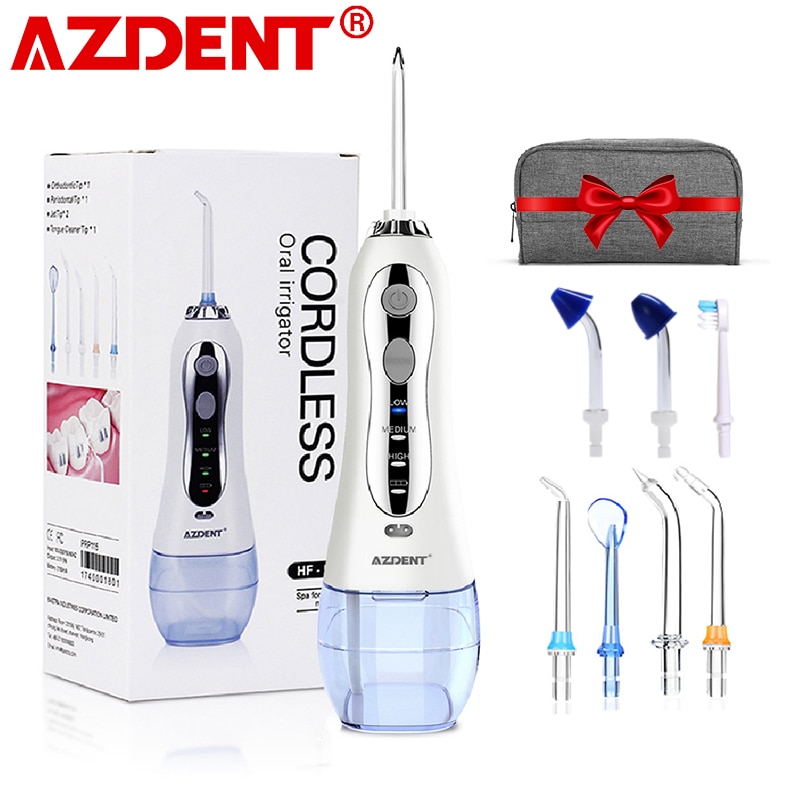 Azdent Portable Electric Oral Irrigator 3 Modes Cordless Water Dental Flosser USB Rechargeable Teeth Mouth Cleaner 300ml