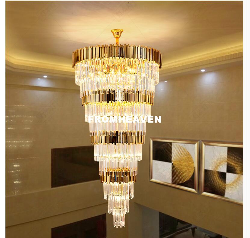 Free Shipping D80cm H160cm Pendant Lamp LED Holder 220V~240V Lamps Modern Staircase Chandeliers Villa Living Room Hanging Light