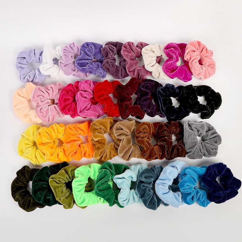 Free shipping Fashion women colorful candy velvet hair scrunchies cute Hair bands girl's hair tie accessories Ponytail Holder