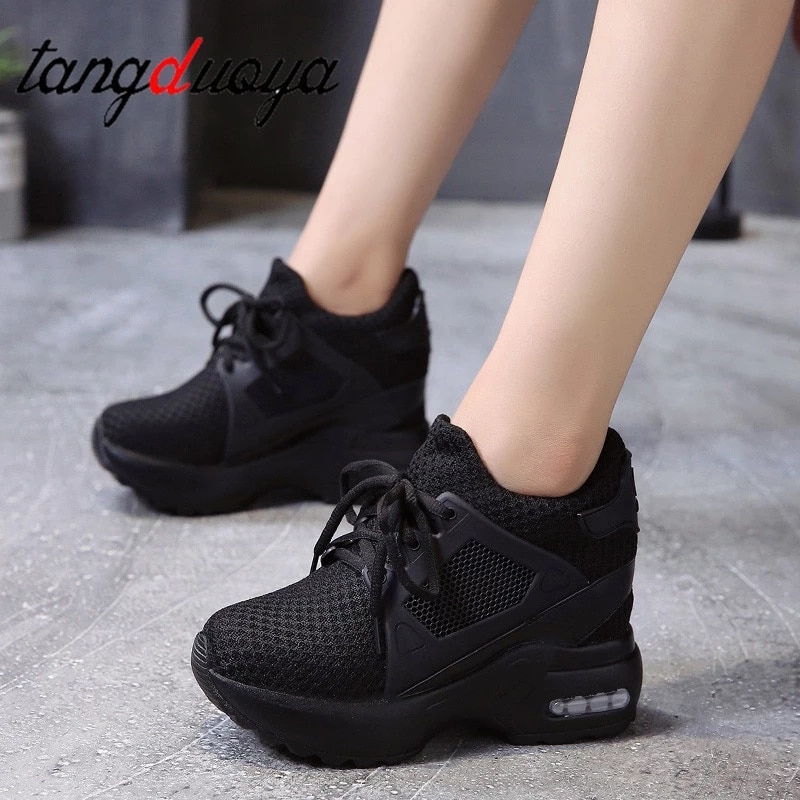 platform sneakers shoes Women Platform Wedge sneakers shoes Breathable Mesh shoes Autumn Casual Shoes Height Increasing Woman