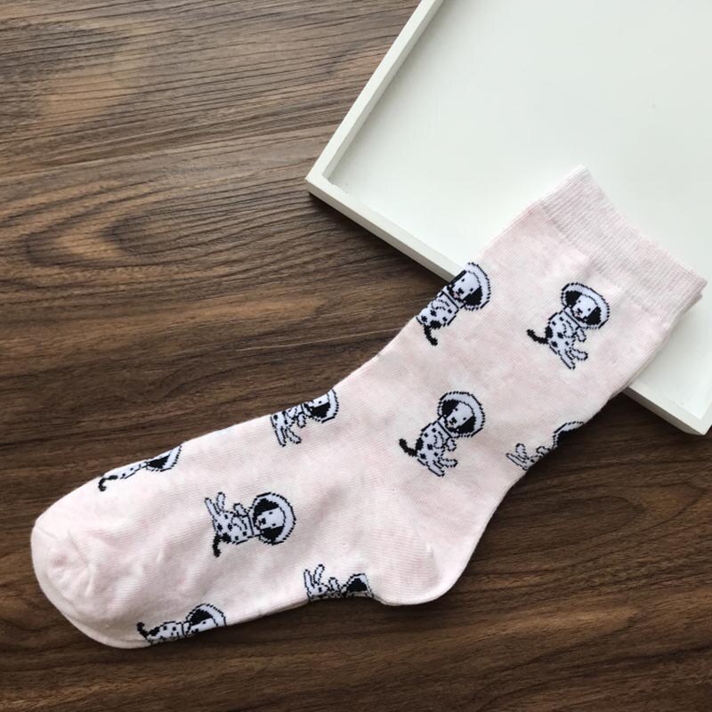 kawaii Dalmatian socks for women spotted dog socks lady novelty dog owner gift cute socks 50pairs/lot wholesale customize