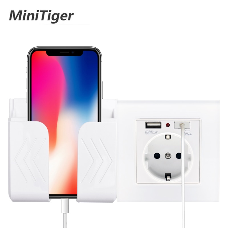 Minitiger Wall Socket Phone Holder Smartphone Accessories Stand Support For Mobile Phone Apple Samsung Huawei Phone Holder