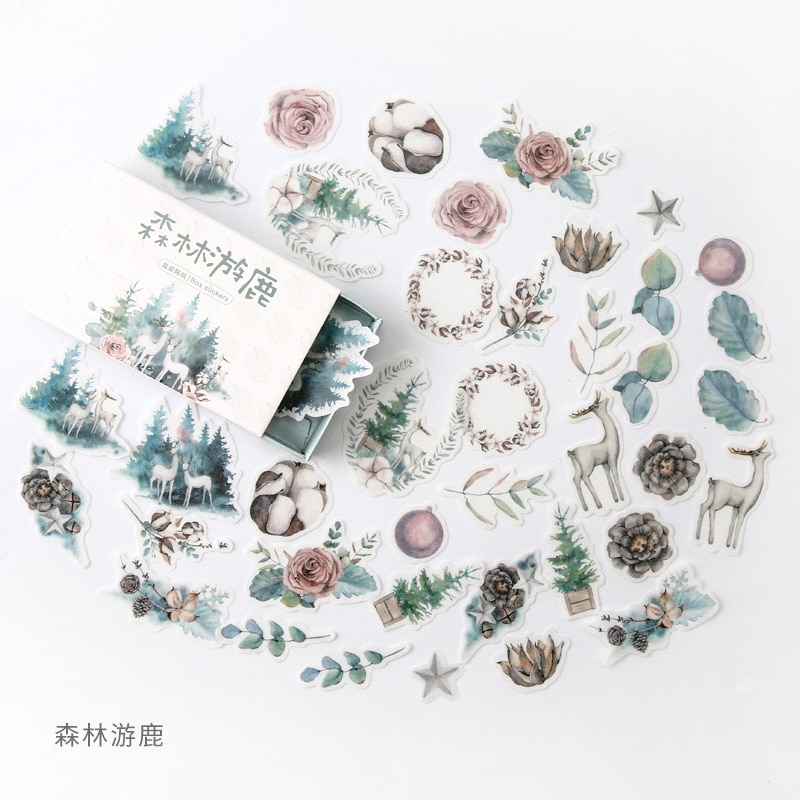 Forest Deer Green Decorative Stationery Stickers Scrapbooking DIY Diary Album Stick Lable