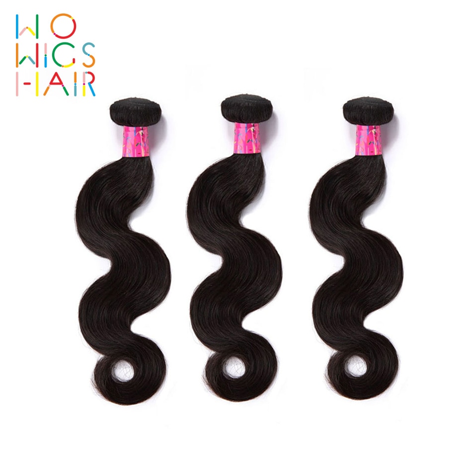 WoWigs Hair Peruvian Body Wave 100% Human Hair Weave Bundles 3 PCS Remy Hair Free Shipping Natural Color