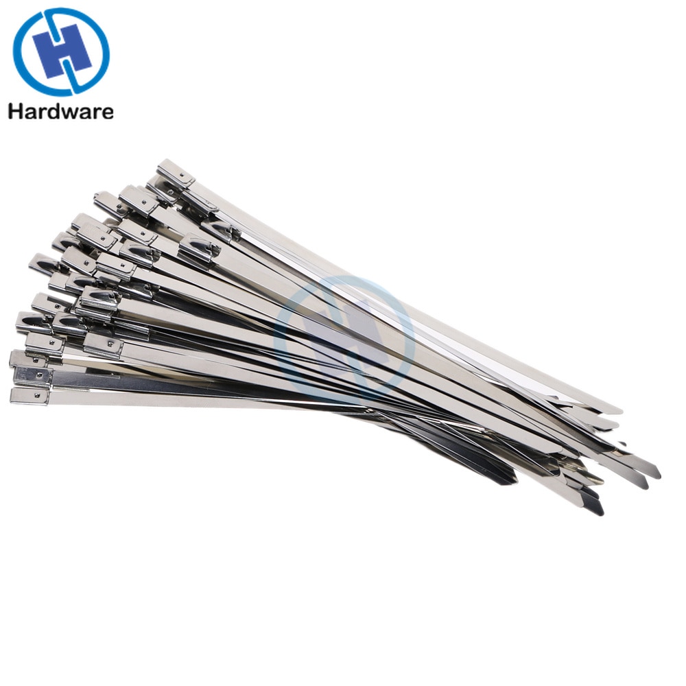 100pcs 4.6x100/150/200/400mm Stainless Steel Cable Ties, Locking Metal Zip-Exhaust Wrap Coated Multi-Purpose Locking Cable Ties