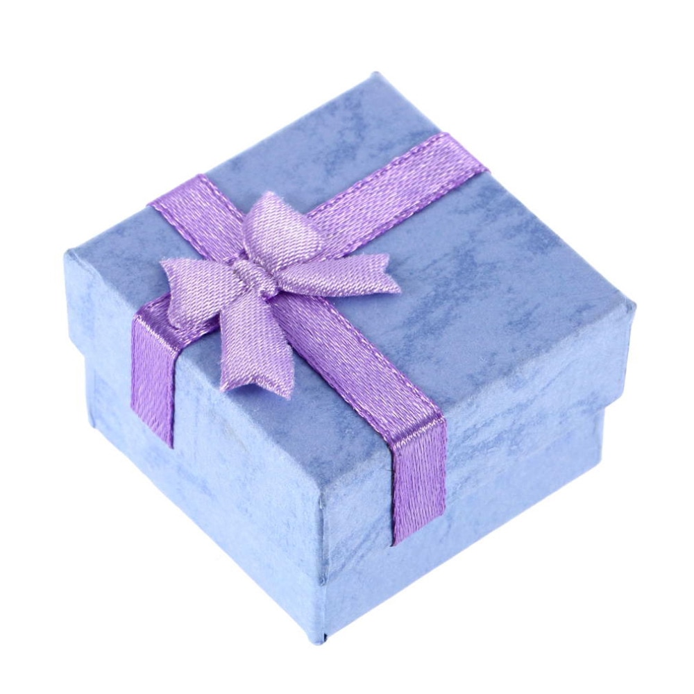 Earring Ring Chain Necklace Pendant Lilac Jewelry Women Gift Display Box Green Blue Packaging Holder Bow Cardboard Random Color