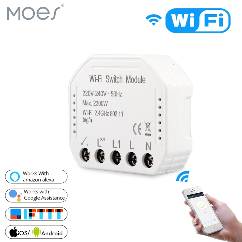 Wifi Smart Light Switch Diy Breaker Automation Module Smart Life/Tuya APP Remote Control,Works with Alexa Google Home 1/2 Way